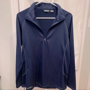 Eddie Bauer Ladies Smooth Fleece Pullover 1/2 Zip XL River Blue Navy